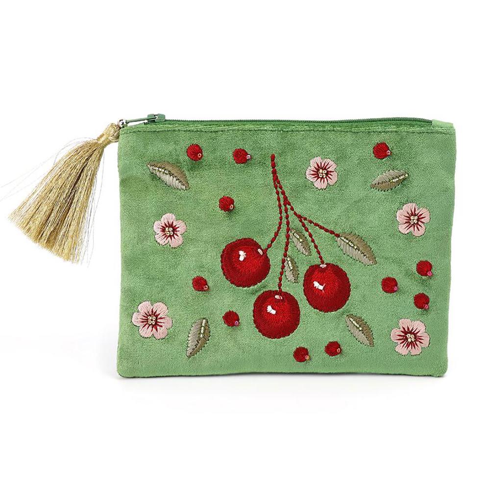 Peace of Mind Velvet Embroidered Pouch